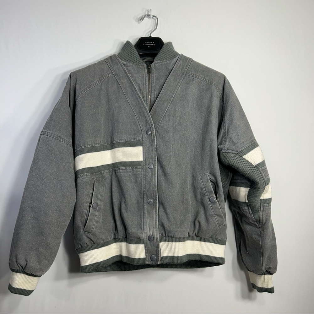Outer-scene ltd. Vintage Y2K 70's Rare Bomber Varsity Cotton Zip Snap Coat Sz. M